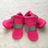 Pet Dog Boots Mesh Ventilation Shoes 4PCS with Reflective Strips Rugged Anti-Slip Sole