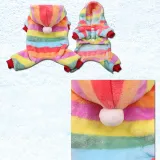 Pet Rainbow Flannel Pajamas 4 Leg Dog Clothes Winter Warm Onesies Jumpsuit Hoodie