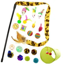 Pet Toy Set 21 Pieces Of Cat Rainbow Ball Ring Paper Funny Cat Stick Combination