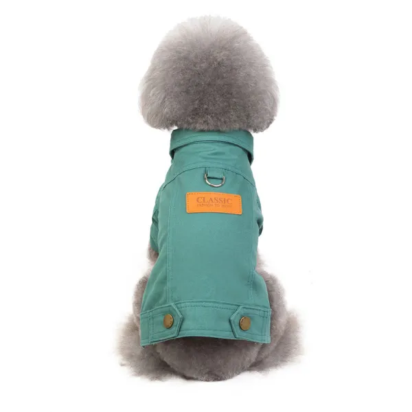 Green Dog Clothes Autumn And Winter Clothes New Small Puppies Color Denim Clothes