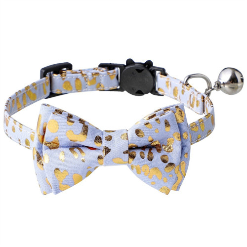 Gold Leopard Dot Double Bow Removable Safety Clasp Pet Supplies Cat Collar