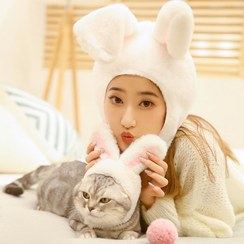 2PCS Rabbit Ears Hat Cartoon Adjustable Cap Cosplay Easter Party For Pet And Adult