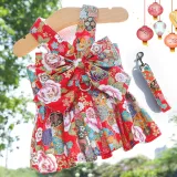Pet Dog Cat Dress Cute Princess Bowknot Skirt With Harness and Leash