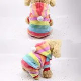 Pet Rainbow Flannel Pajamas 4 Leg Dog Clothes Winter Warm Onesies Jumpsuit Hoodie