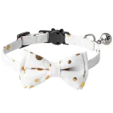 Gold Leopard Dot Double Bow Removable Safety Clasp Pet Supplies Cat Collar