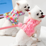 Pet Flower Vest Dog Cat Petal Clothes With Harness and Leash