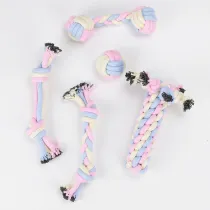 Pet Toy Cotton Rope Molar Bite Resistant Cotton Rope Ball 5-Piece Set