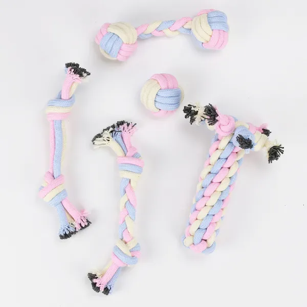 Pet Toy Cotton Rope Molar Bite Resistant Cotton Rope Ball 5-Piece Set