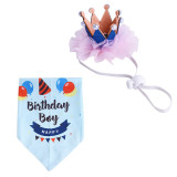 2PCS Pet Crown Hat and Boy And Girl Doggy Birthday Scarf Set
