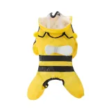 Pet Dog Raincoat Cute Cartoon Bee Dinosaur Four-Legged Hooded with Reflective Strap