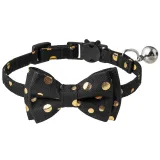 Gold Leopard Dot Double Bow Removable Safety Clasp Pet Supplies Cat Collar