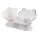 Neck-Protecting Cat Bowl Non-Slip Transparent Double Bowl Plastic Food Bowl