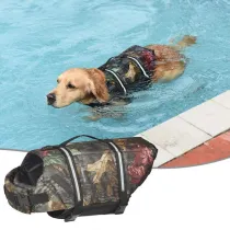 Dog Lifesaver Camouflage Vests with Rescue Handle Safety Swimsuit Preserver for Swimming