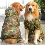 Dog Raincoats Camouflage Waterproof Full Body Hooded Adjustable Poncho with Leash Hole