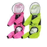 Dog Waterproof Raincoats Lightweight Hood Poncho Jacket with Reflective Strap