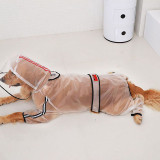 Dog Transparency Waterproof Raincoats Hood Poncho Jacket With Leash Hole