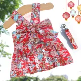 Pet Dog Cat Dress Cute Princess Bowknot Skirt With Harness and Leash