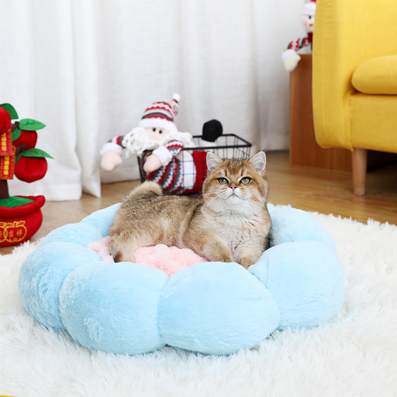 Separable Petal Cat Litter Plus Velvet Warm Integrated Pet Bed