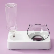 Transparent Automatic Water And Food Anti-Overturning Rice Bowl Dog Bowl