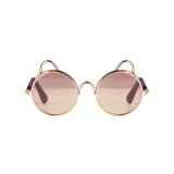 Pet Sunglasses Round Metal Cat Ear Frame Retro Flash Glasses For Dog Cat
