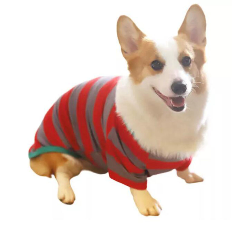 Grey Red Stripes Dog Cloth With Christmas Hat