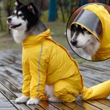 Pet Dog Clothing Rain-Proof Breathable Four-Legged Hooded Raincoat