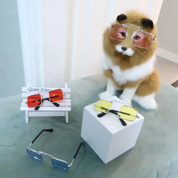 Pet Sunglasses Big Square Metal Frame Cute Costume Glasses For Dog Cat