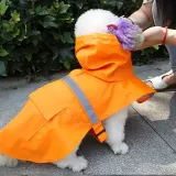 Dog Raincoat Adjustable Pet Water Proof Jacket Poncho Hoodies with Strip Reflective