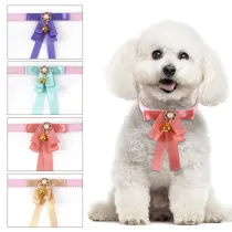 Ribbon Bowknot Bell Double Bow Removable Safety Clasp Pet Supplies Cat Collar