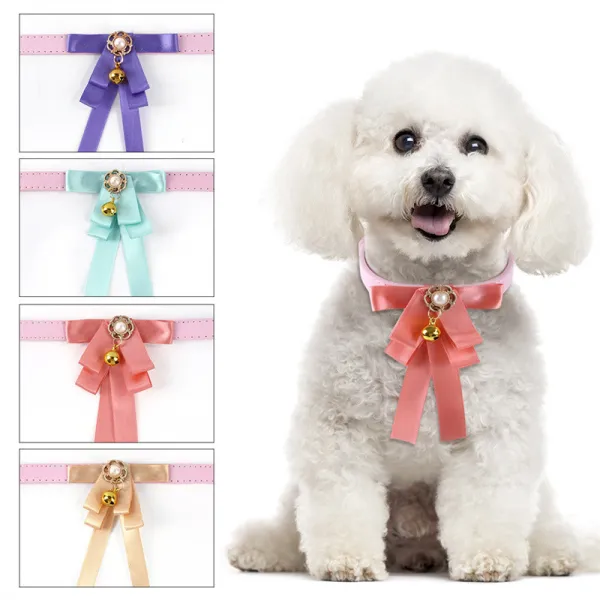 Ribbon Bowknot Bell Double Bow Removable Safety Clasp Pet Supplies Cat Collar