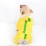 Dog Raincoats Yellow Dinosaur Hooded Waterproof Jumpsuit Rain Poncho