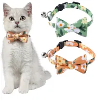 Flowers Bowknot Double Bow Removable Safety Clasp Pet Supplies Cat Collar
