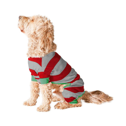 Grey Red Stripes Dog Cloth With Christmas Hat