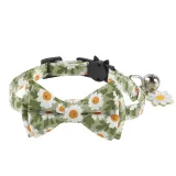 Flowers Bowknot Bell Double Bow Removable Safety Clasp Pet Supplies Cat Collar