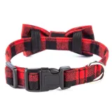 Christmas Plaids Bowknot Double Bow Removable Safety Clasp Pet Supplies Cat Dog Collar