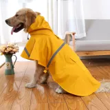 Dog Raincoat Adjustable Pet Water Proof Jacket Poncho Hoodies with Strip Reflective
