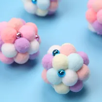Cat Toy High Elastic Felt Ball Pet Plush Sounding Bell