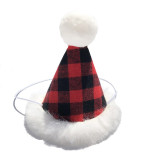 Merry Christmas Plaids Hat Bell Knit Shawl Adjustable Dog Cat Scarf