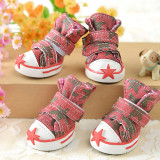 Pet Dog Puppy Nonslip Canvas Stars Sport Shoes Sneaker Boots Rubber Sole