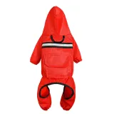 Dog Raincoats Hood Poncho Reflective Strap Pocket Jacket with Leash Hole