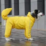 Pet Dog Clothing Rain-Proof Breathable Four-Legged Hooded Raincoat