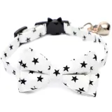 Pentagram Bell Double Bow Removable Safety Clasp Pet Supplies Cat Collar
