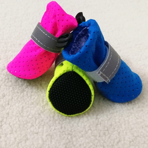 Pet Dog Boots Mesh Ventilation Shoes 4PCS with Reflective Strips Rugged Anti-Slip Sole