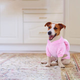 Pet Winter Costume Warm Hoodie Pink Bunny Pajamas Clothes for Dogs Cat