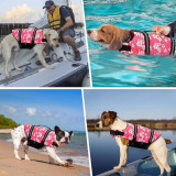 Dog Lifesaver Vests Flower Printed with Rescue Handle Safety Swimsuit Preserver for Swimming