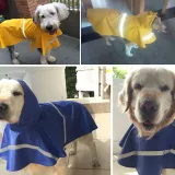 Dog Raincoat Adjustable Pet Water Proof Jacket Poncho Hoodies with Strip Reflective