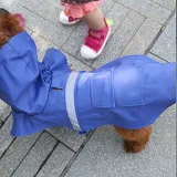 Dog Raincoat Adjustable Pet Water Proof Jacket Poncho Hoodies with Strip Reflective