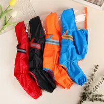 Dog Raincoats Hood Poncho Reflective Strap Pocket Jacket with Leash Hole