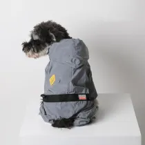 Dog Raincoats Full Body Noctilucence Hooded Waterproof with Reflective Strap Jacket