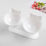 Neck-Protecting Cat Bowl Non-Slip Transparent Double Bowl Plastic Food Bowl